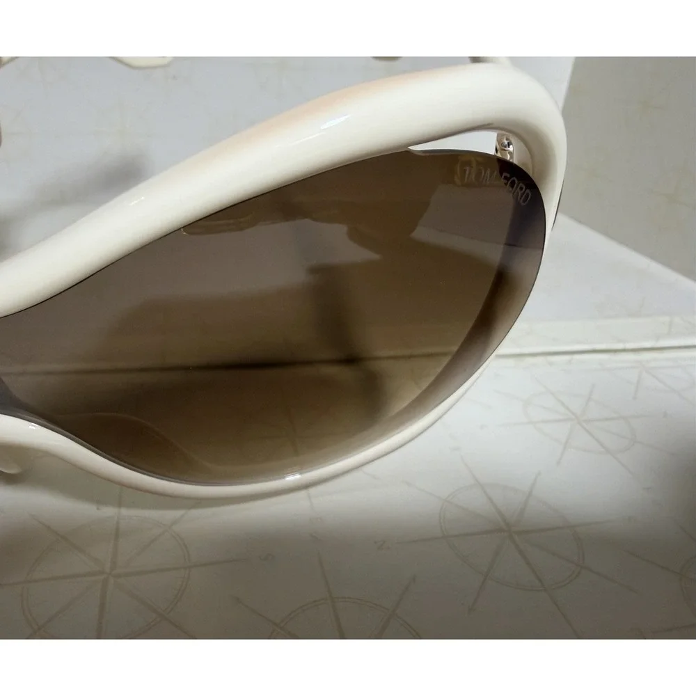 Rare Archive Tom Ford FT267 Grant 25F Shield Women's Sunglasses Ivory w/Case